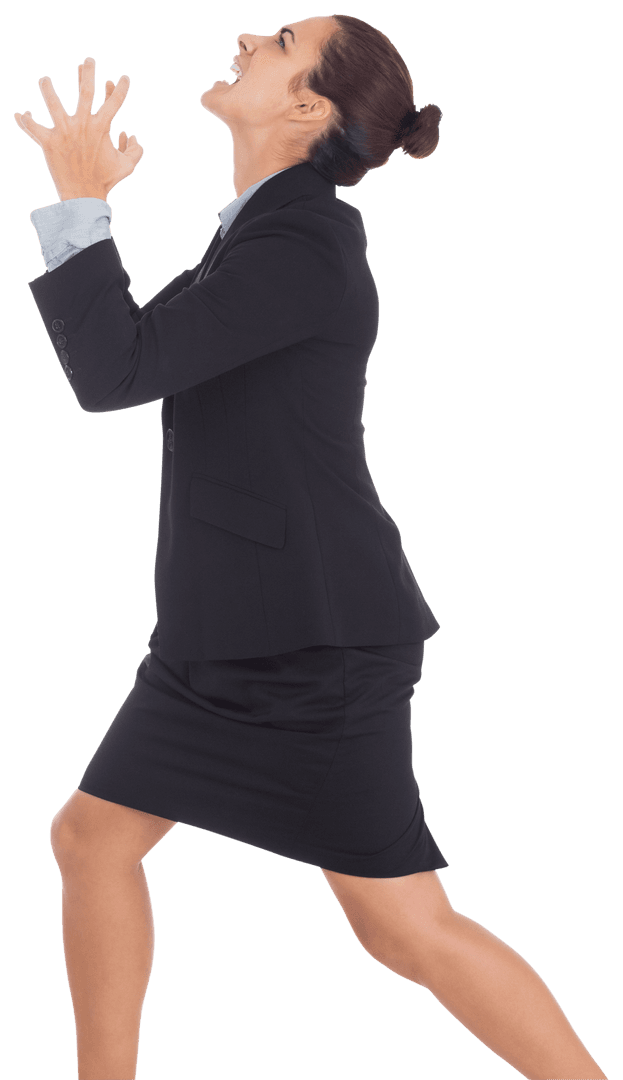 Furious Hispanic Businesswoman on Transparent Background Expressing Emotion