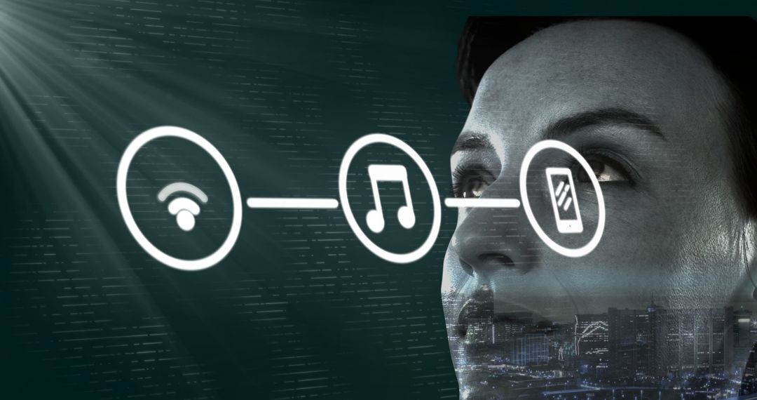 Futuristic Technology Connectivity Concept on Expansive Cityscape