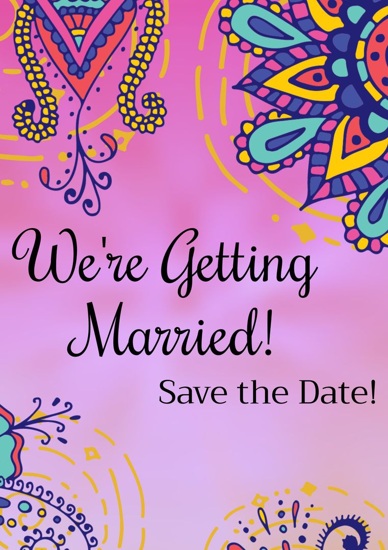 Colorful Mandala Wedding Invitation Template with Joyful Celebrations - Download Free Stock Templates Pikwizard.com