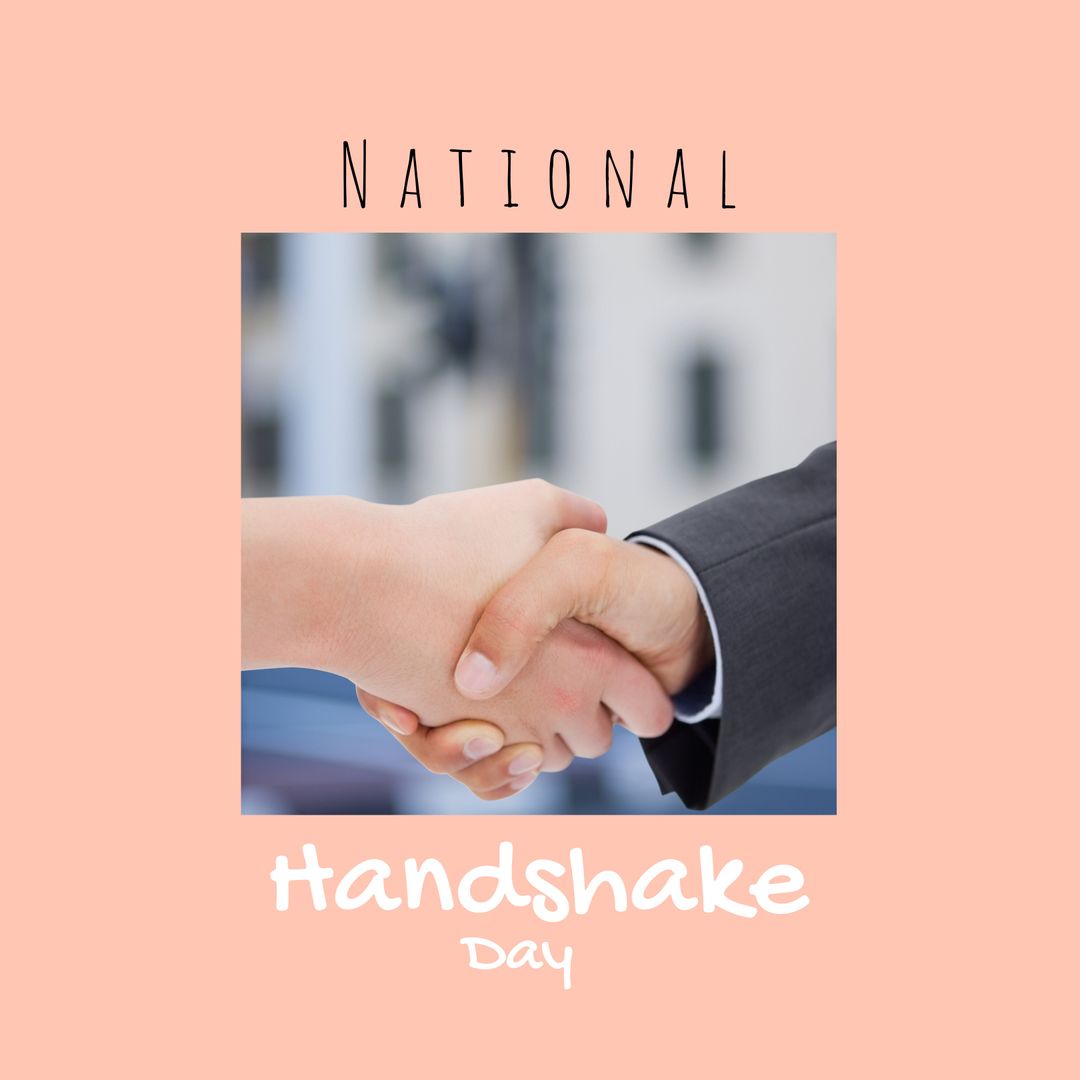 National Handshake Day Promotional Graphic on Pastel