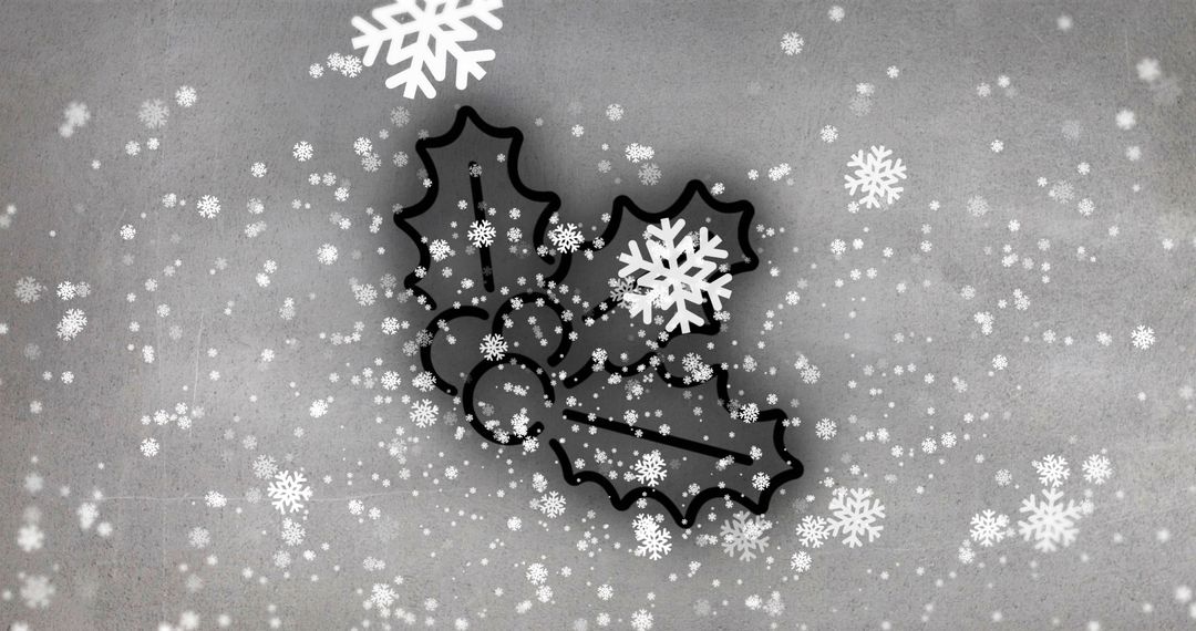 Festive Holly with Snowflakes Christmas Neon Design