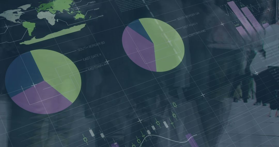 Global Business Data Visualization Overlay on Professionals