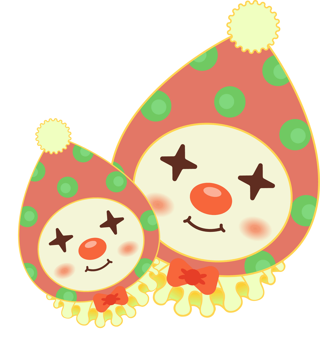 Whimsical Droplet Clown Characters on Transparent Background