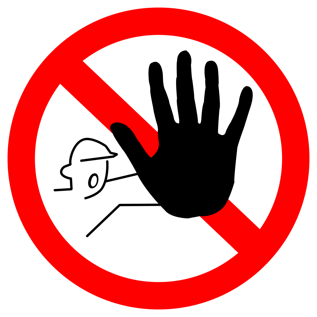 Transparent Stop Sign With Hand Gesture Warning