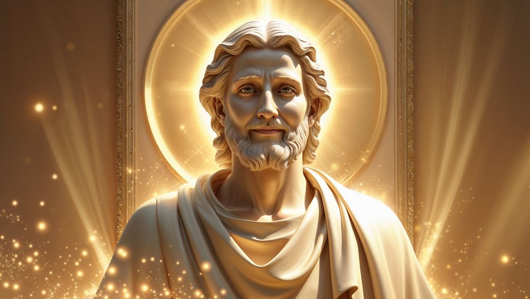 Divine Glowing Statue with Halo in Chapel Shrine