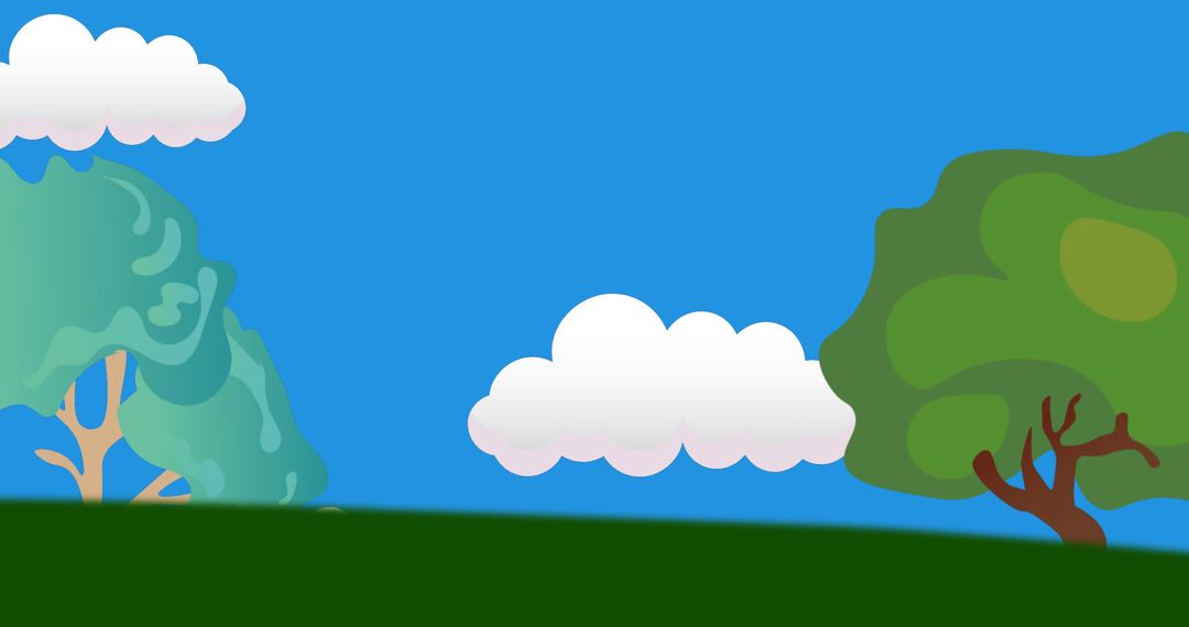 Digital Landscape with Trees and Clouds for Clean Air Day