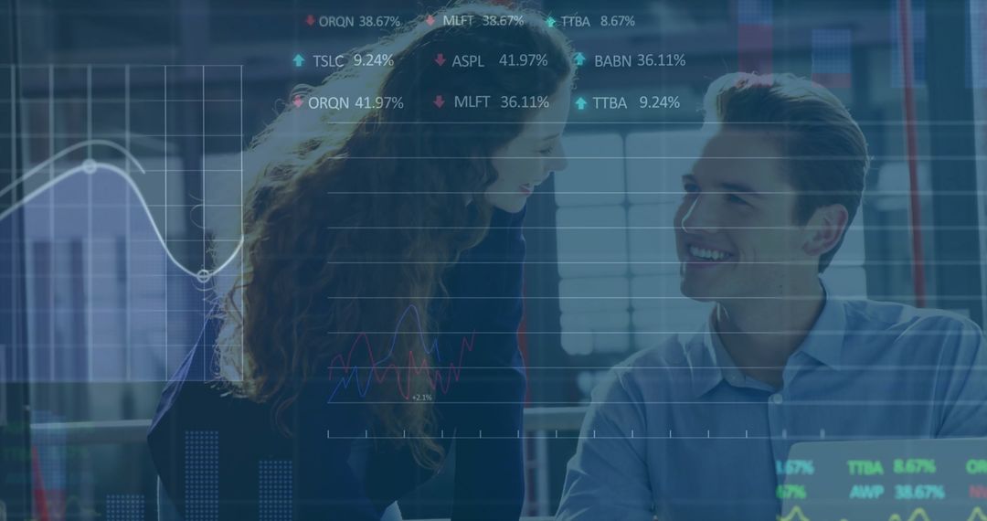 Diverse Professionals Collaborating with Financial Data in Modern Office