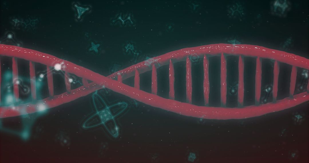 Digital DNA Helix with Futuristic Molecular Patterns and Dark Setting
