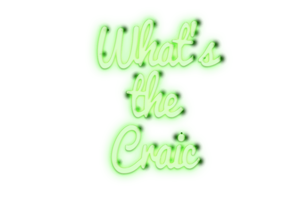 Transparent What's the Craic Neon Text Illustration