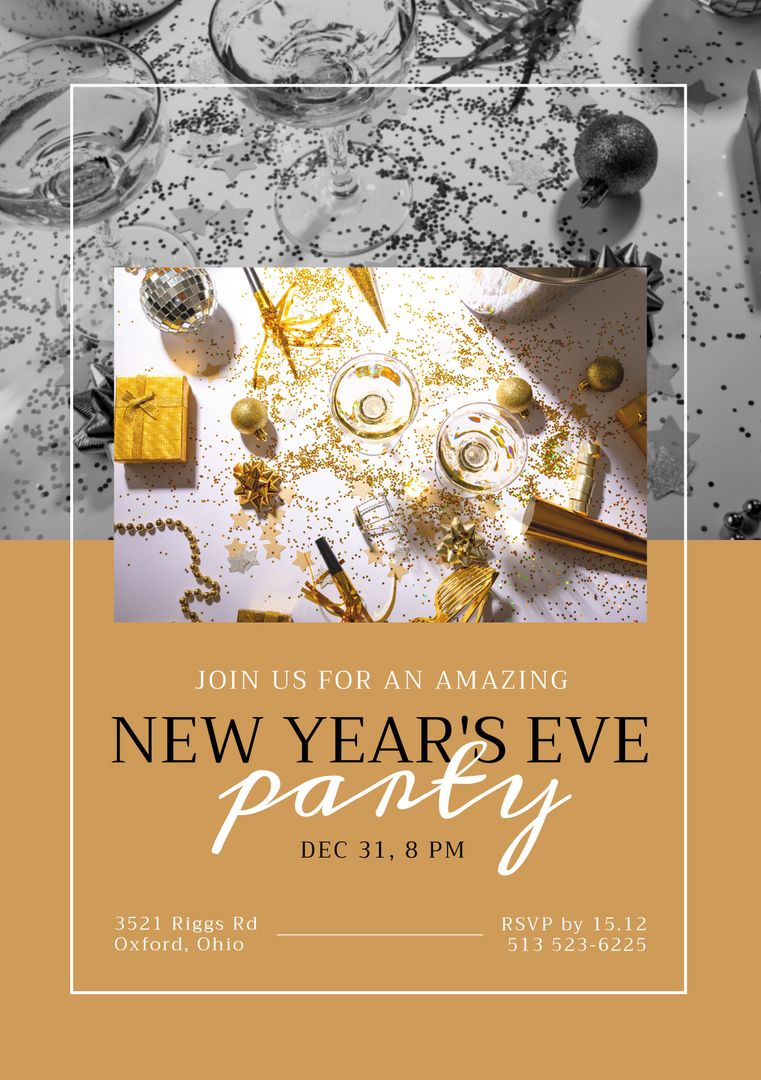 Composition of new year's eve invitation over decorations - Download Free Stock Templates Pikwizard.com