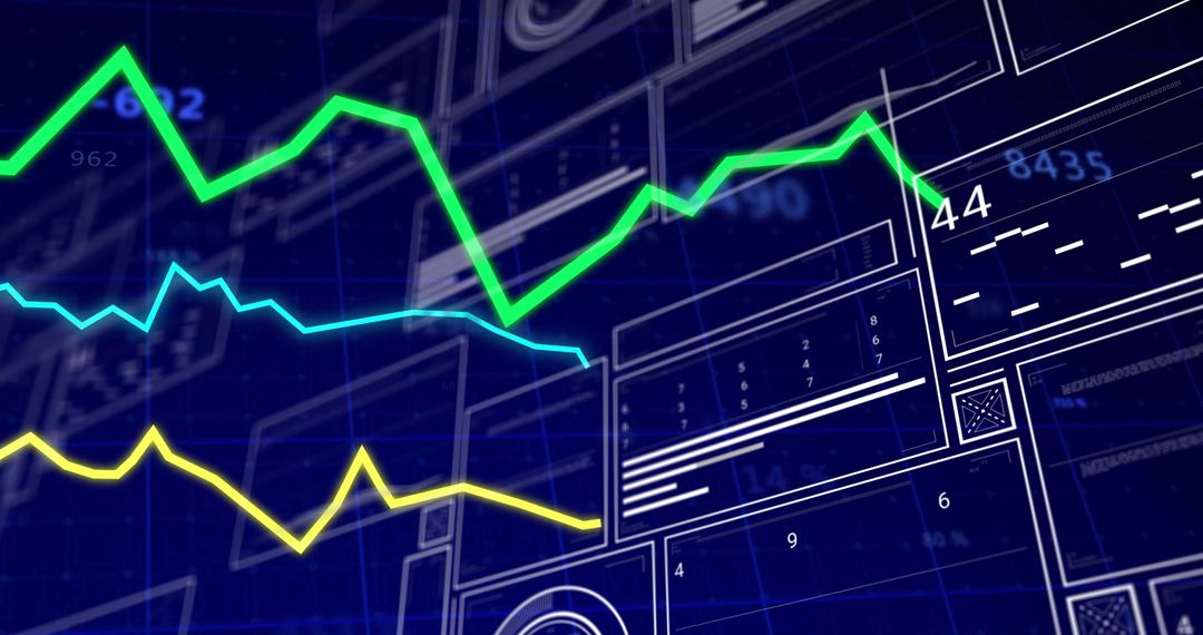 Futuristic Data Dashboard with Colorful Line Graphs