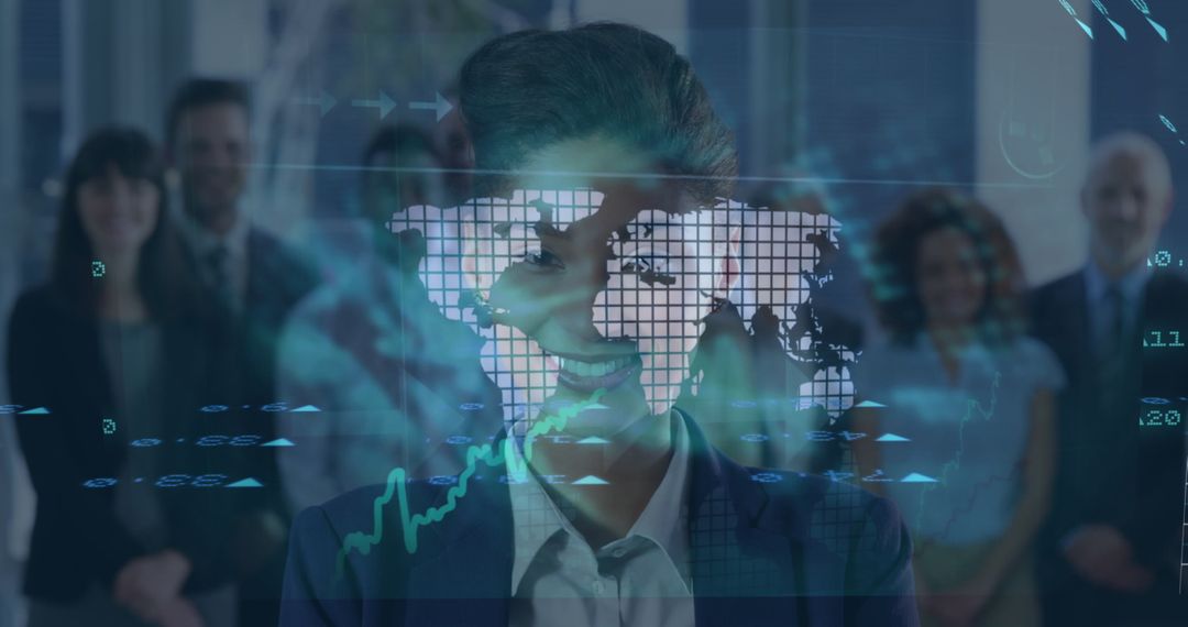 Global Business Team with Futuristic Digital Data