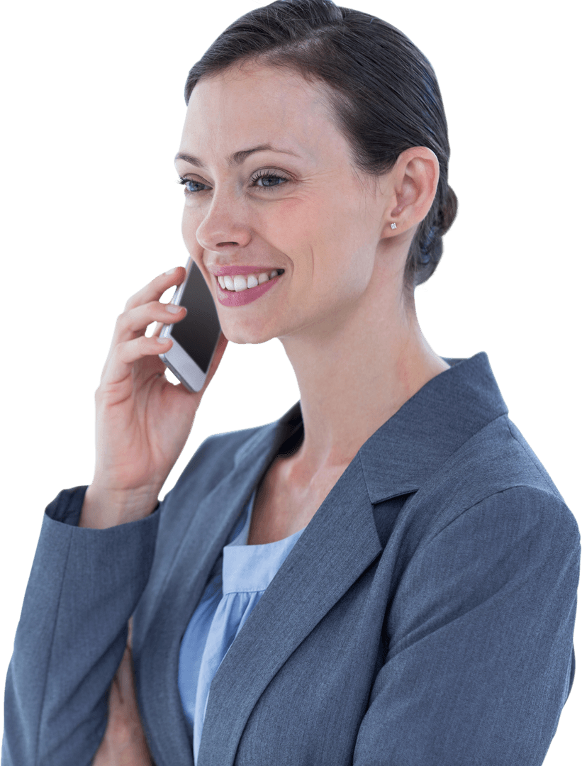 Transparent Businesswoman Talking on Mobile Phone