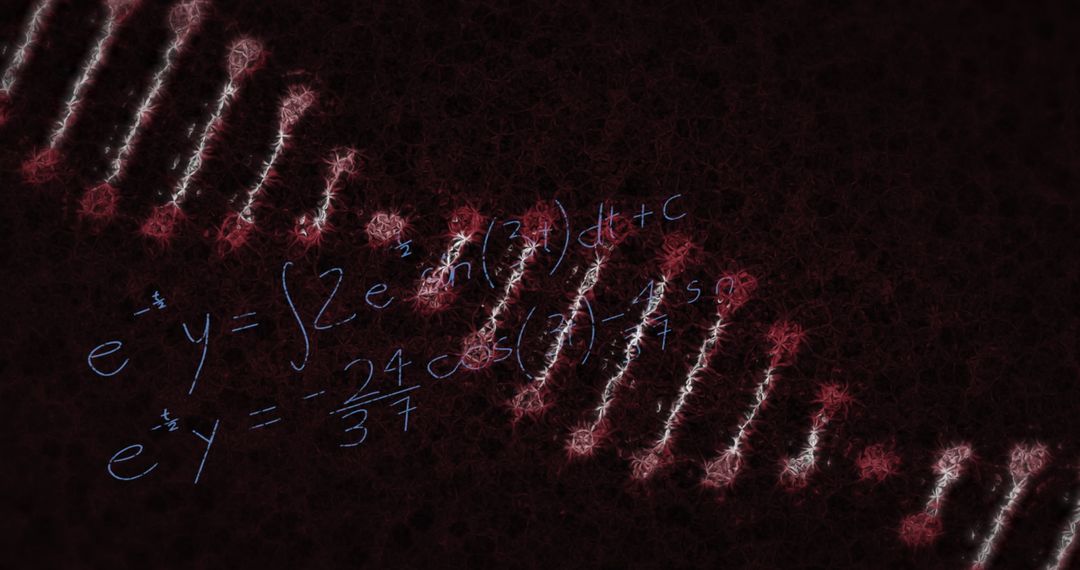 Rotating DNA with Mathematical Formulas on Dark Background