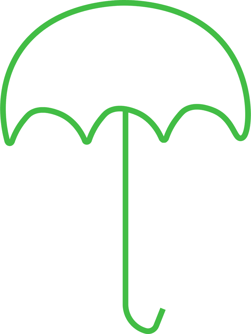 Minimalist Green Umbrella Icon on Transparent Background