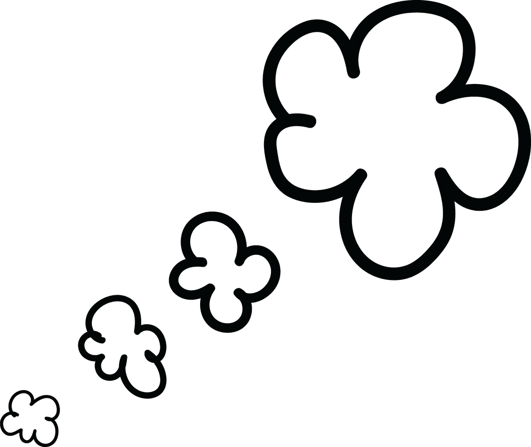 Abstract Cloud Shapes in Black Silhouette on Transparent Background