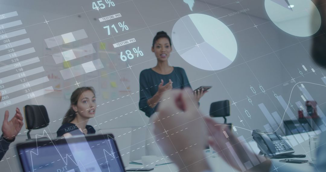 Business Team Analyzing Data and Statistics in Modern Office