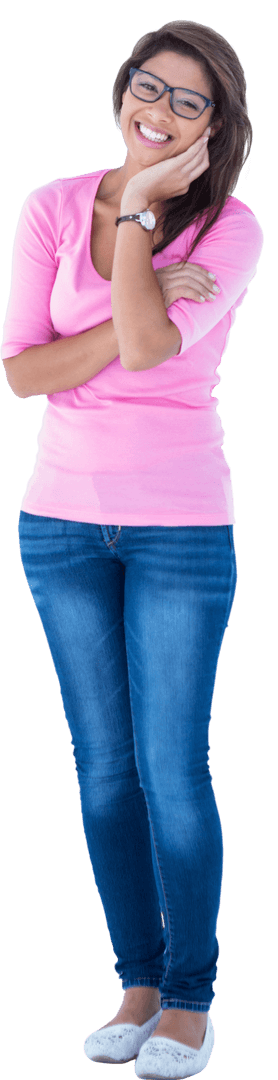 Transparent Background Full Length Portrait Smiling Woman