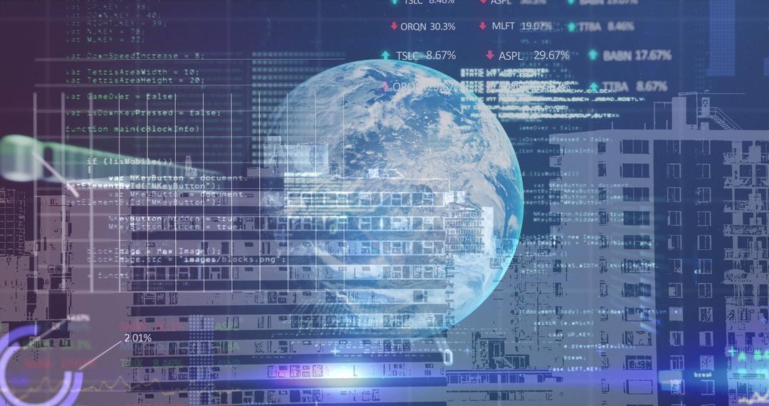 Global Financial Data Visualization with Digital Globe Overlay