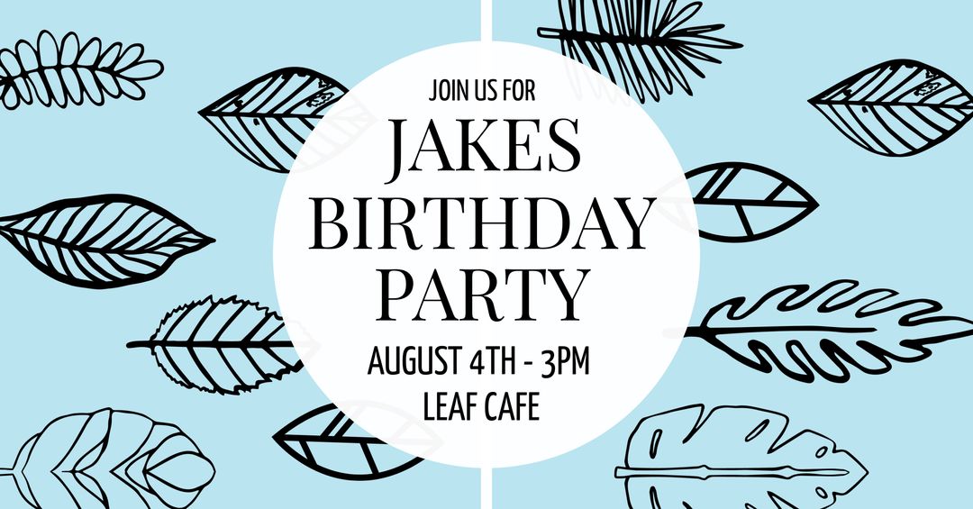 Birthday Party Invitation with Hand-Drawn Foliage in Casual Style - Download Free Stock Templates Pikwizard.com