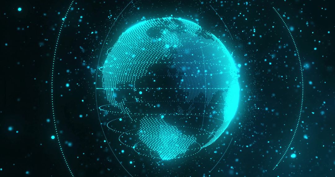 Futuristic Rotating Digital Globe with Data Connections