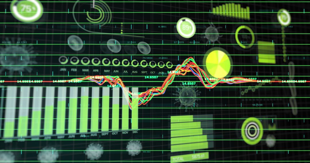 Futuristic Data Analytics Dashboard with Virus Icons