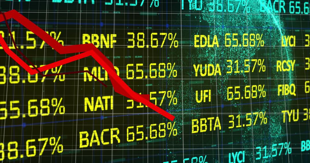 Digital Abstract Stock Market Downtrend with Percentage Values