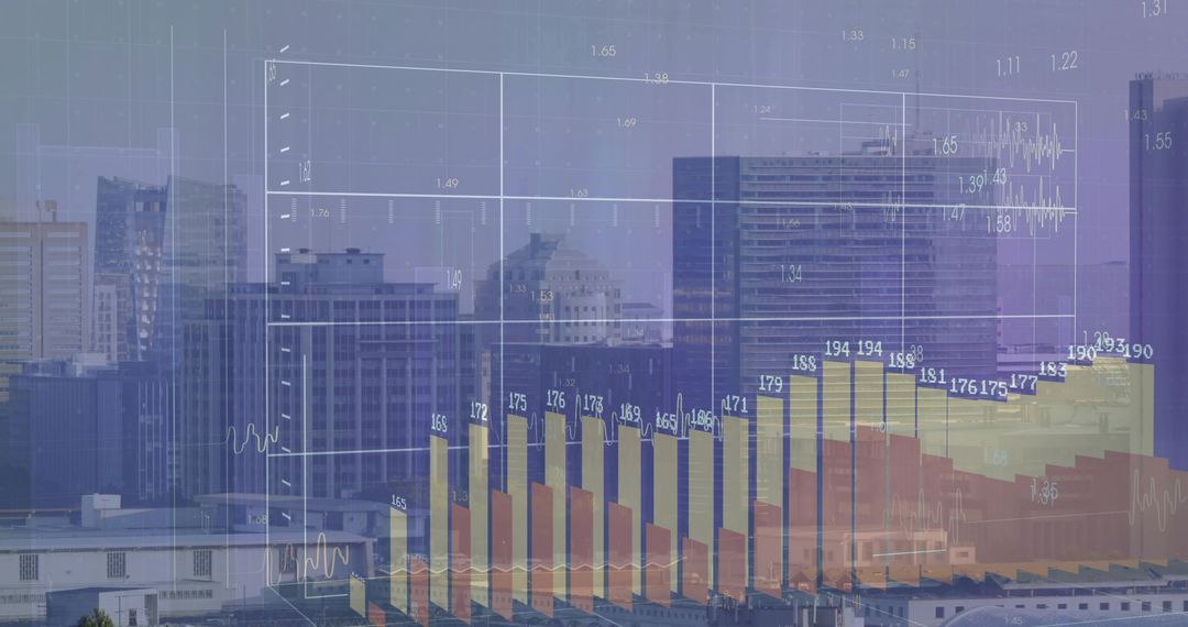 City Skyline with Business Data Analytics Visualization