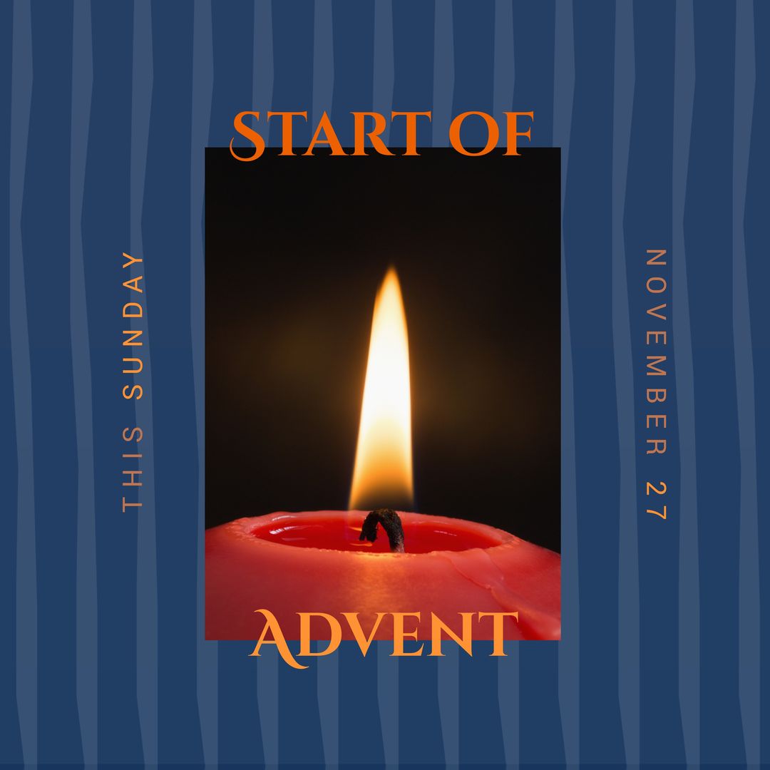Advent Candle Announcement with Lit Flame and Event Date Details - Download Free Stock Templates Pikwizard.com