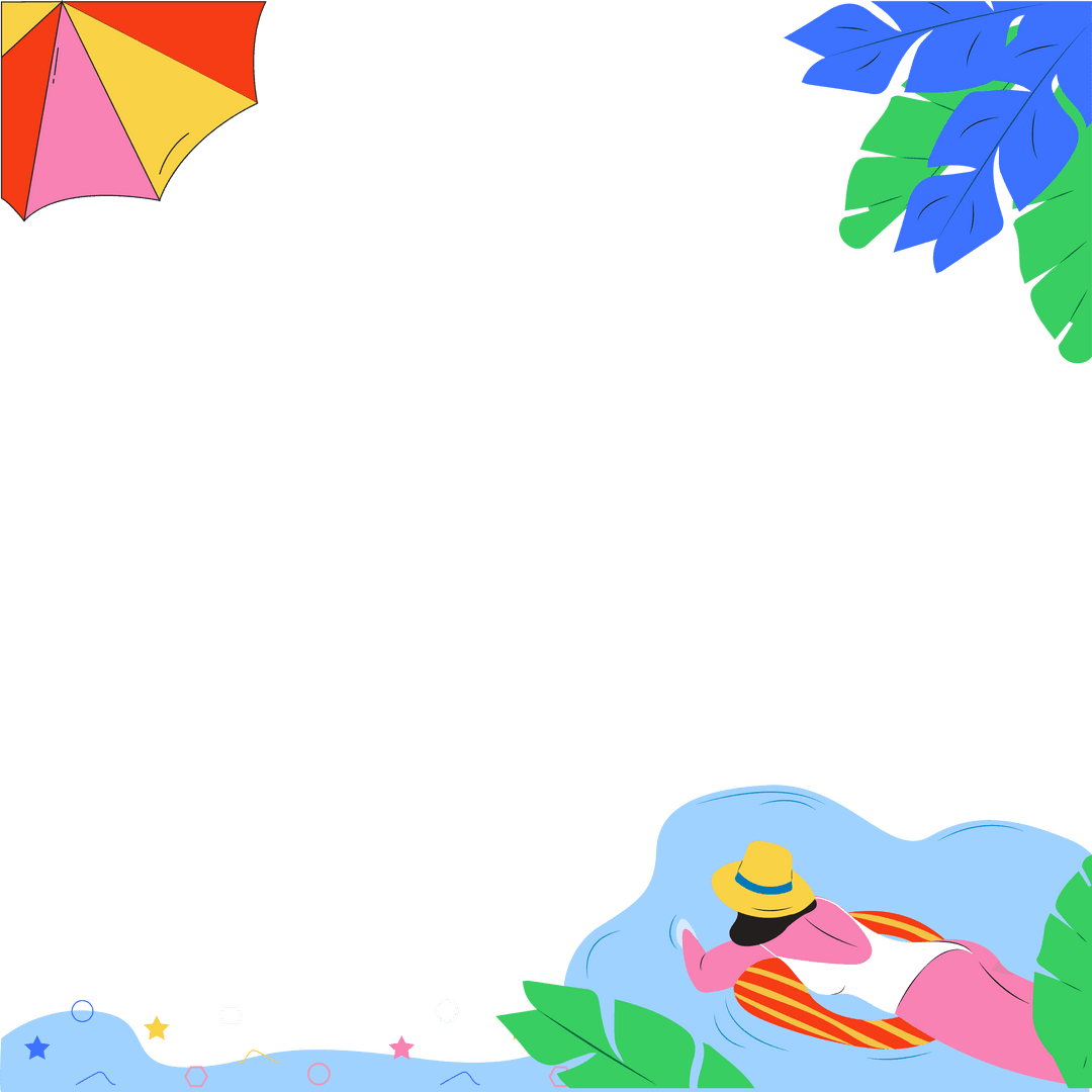 Tropical Relaxation with Floating Woman and Beach Umbrella Transparent