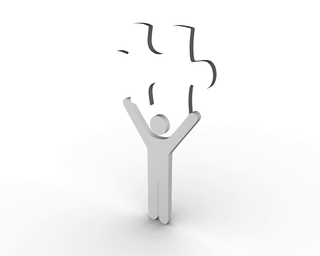 Human Figure Lifting Transparent Jigsaw Piece in Triumph