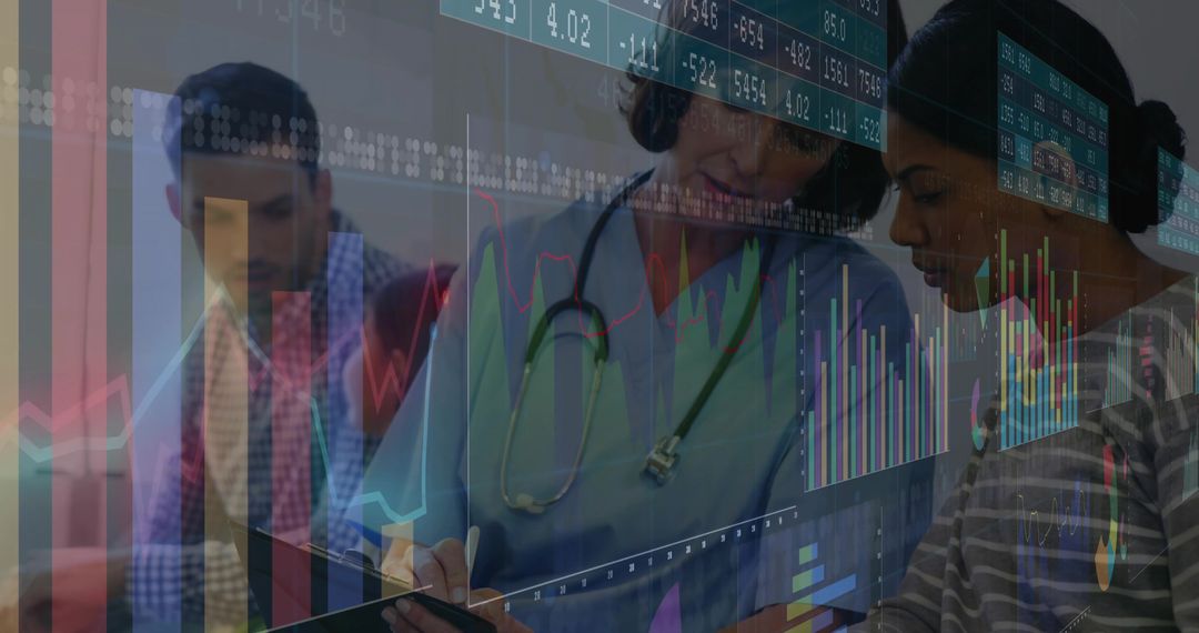 Doctor Consulting with Patients Amidst Healthcare Data Analytics