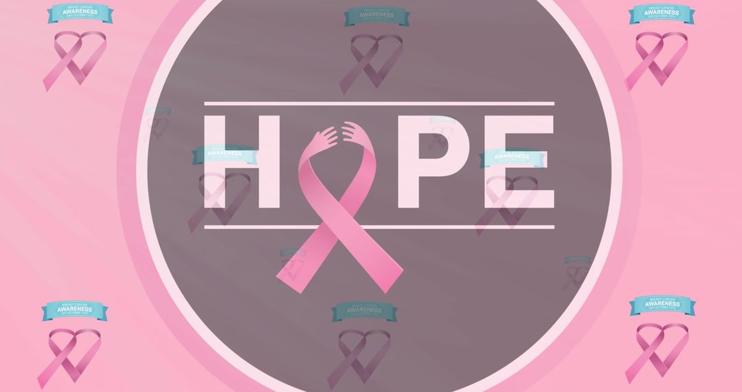 Breast Cancer Awareness Hope Ribbon Design with Circle