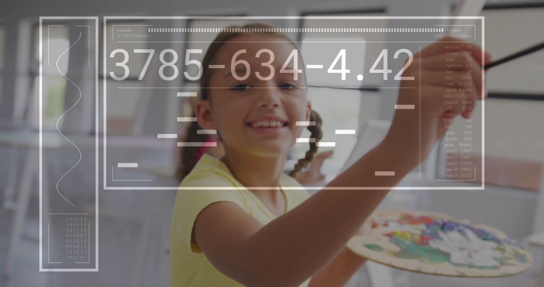 Joyful Young Girl Exploring Painting in Art Class