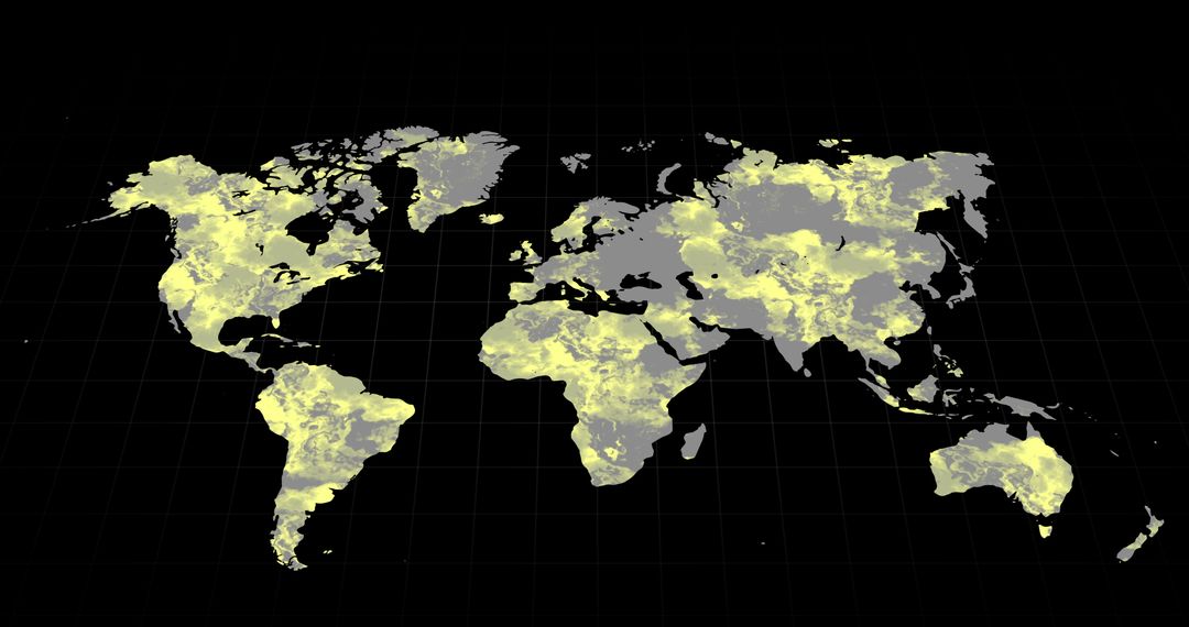 World Map Highlighting Global Changes in Yellow Shades