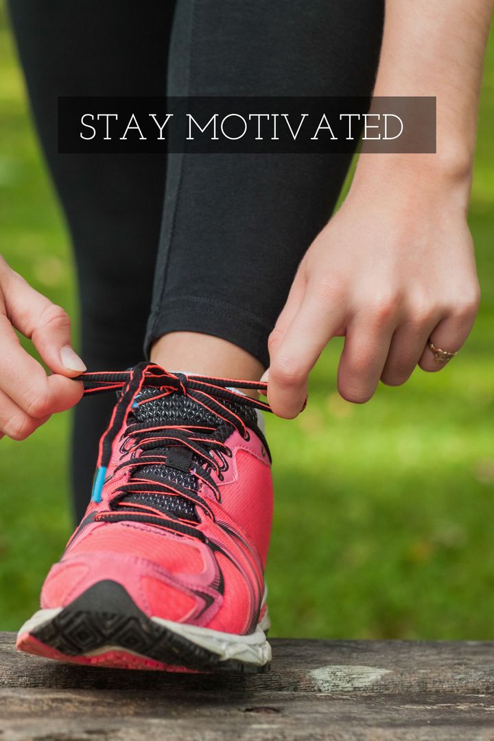 Motivational Close-up of Tying Running Shoes for Fitness Inspiration