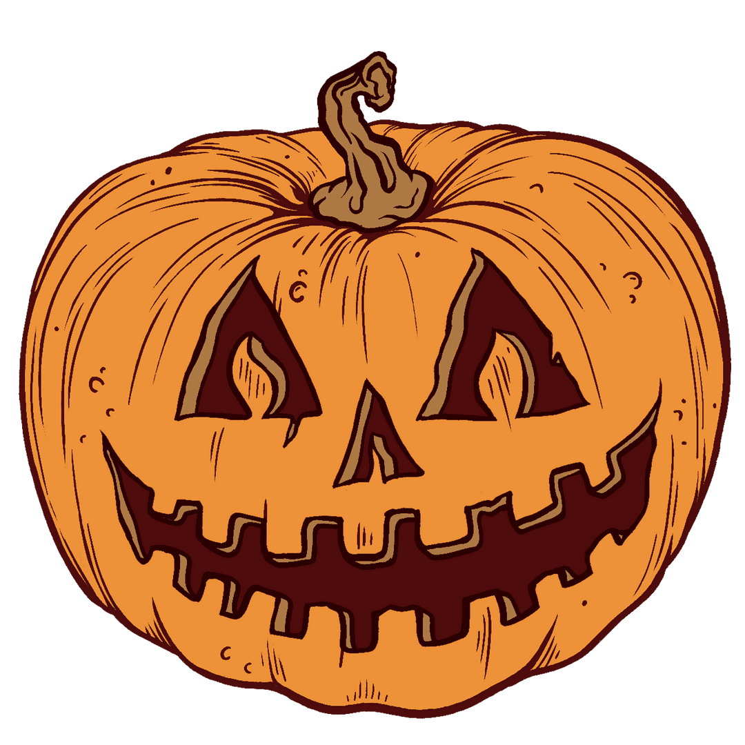 Cheerful Jack-o'-Lantern Cartoon with Transparent Design