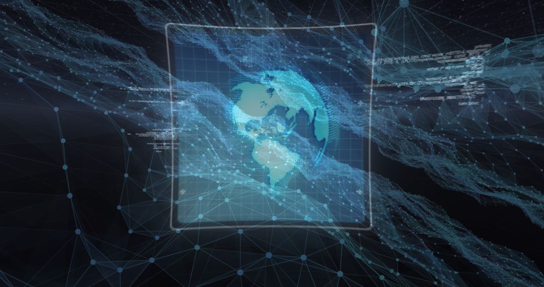 Digital Network Grid Overlay on Earth from Space