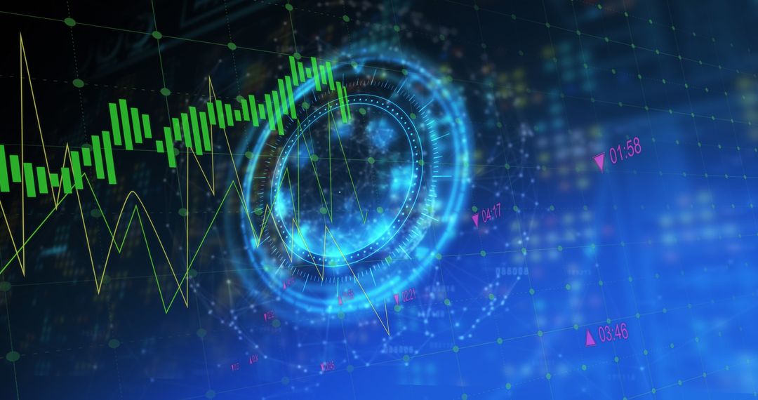 Futuristic Digital World with Data and HUD Elements