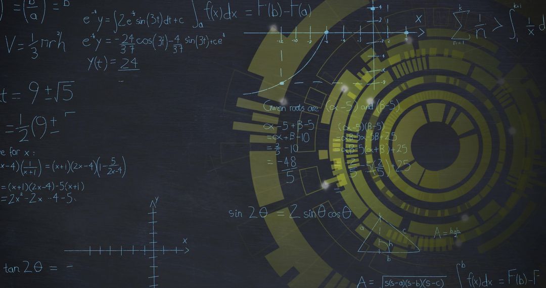 Digital Interface with Mathematical Equations on Dark Background