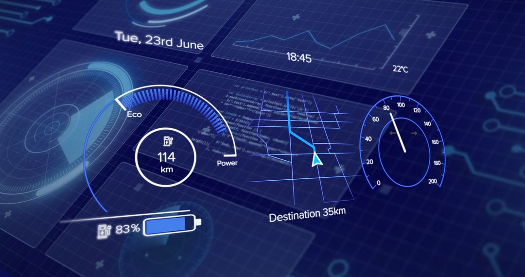 Automotive Cockpit Interface with Digital Display and Charts