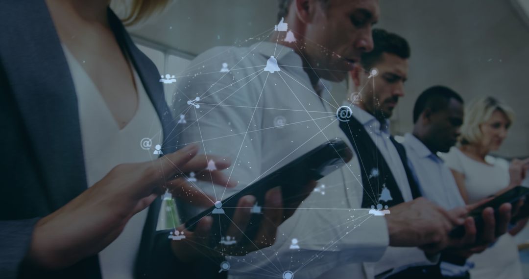 Diverse Business Professionals Engaging with Digital Network