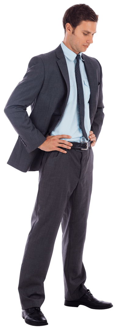 Businessman Standing with Hands on Hips in Transparent Pose