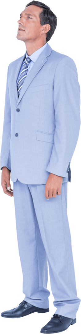 Confident Caucasian Businessman in Light Suit with Transparent Background