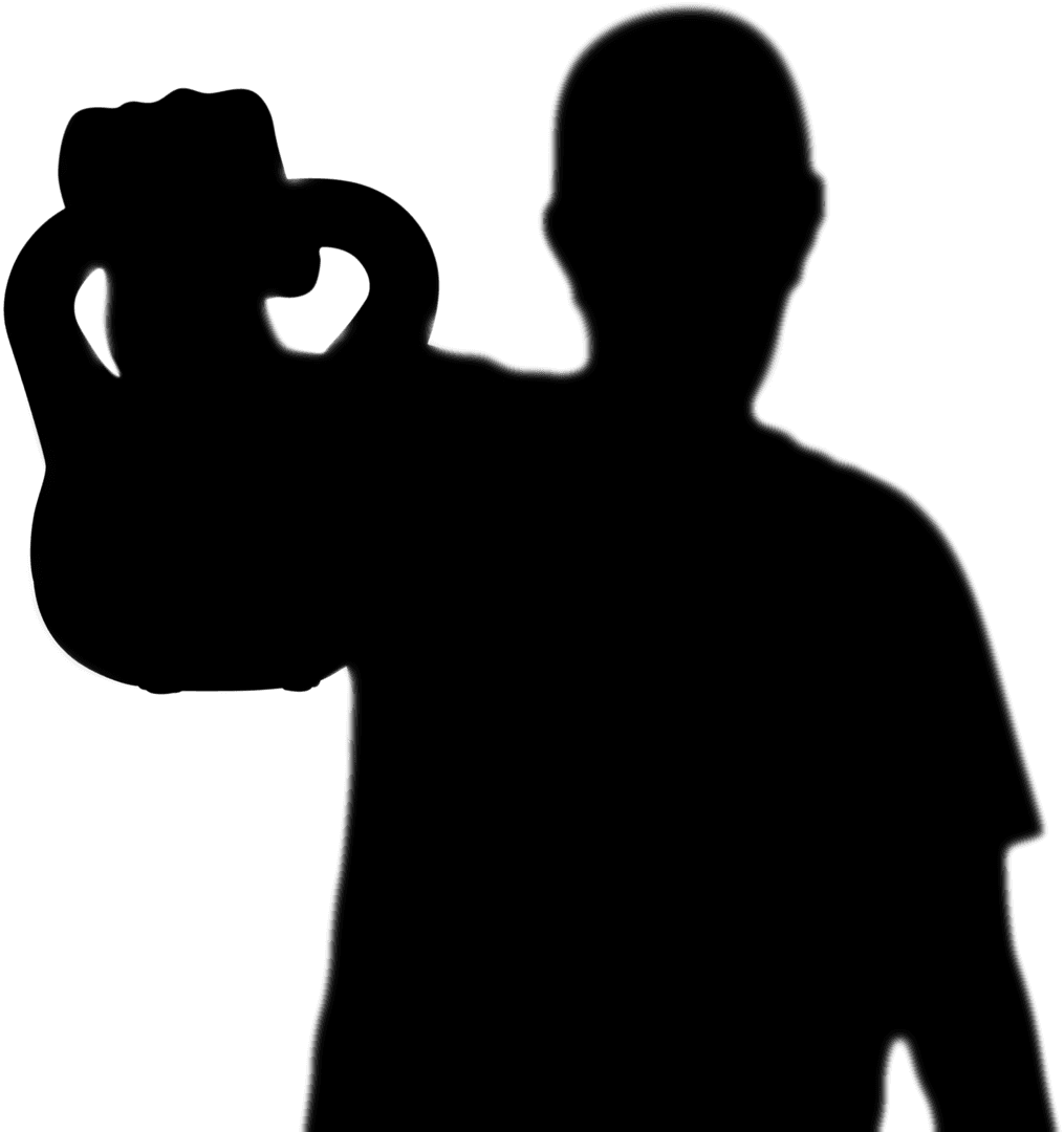 Silhouette of Man Lifting Dumbbell PNG on Transparent Background