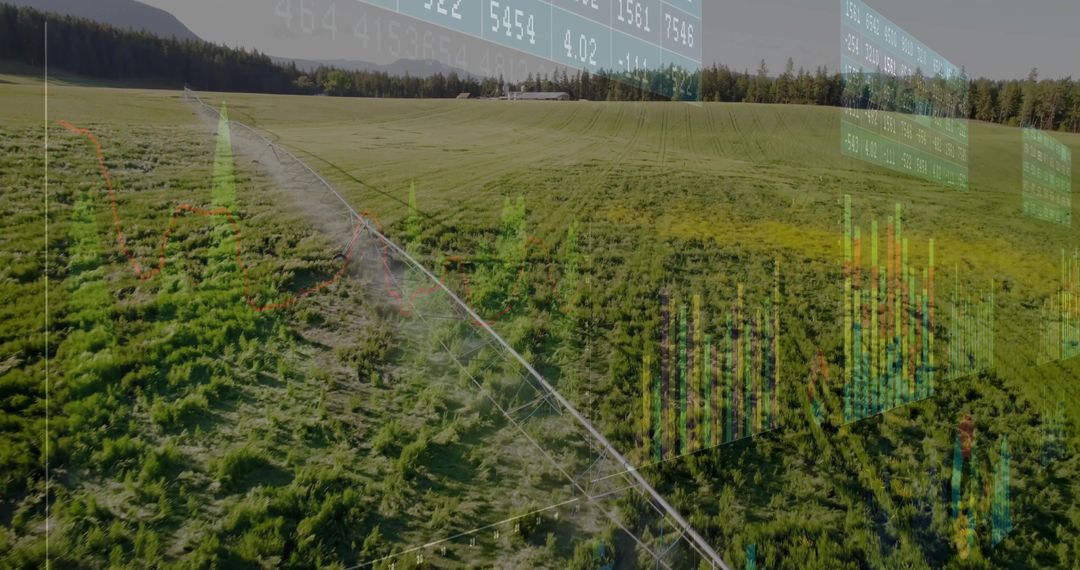 Pipeline Through Grassland with Financial Data Overlay