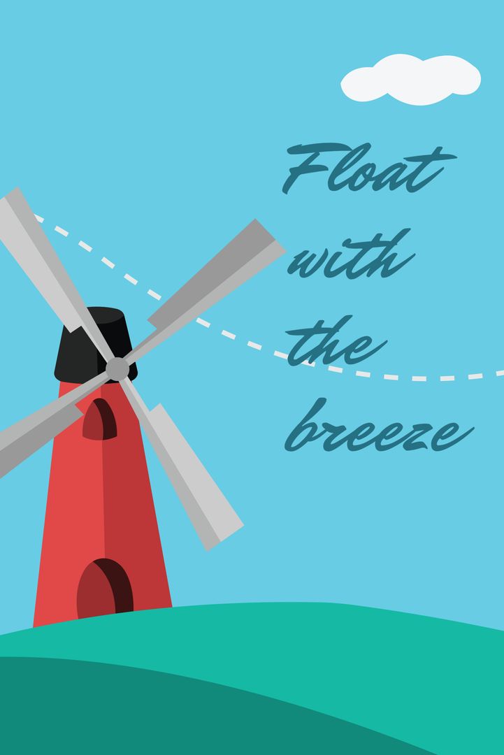 Serene Red Windmill with Inspirational Quote in Idyllic Landscape - Download Free Stock Templates Pikwizard.com