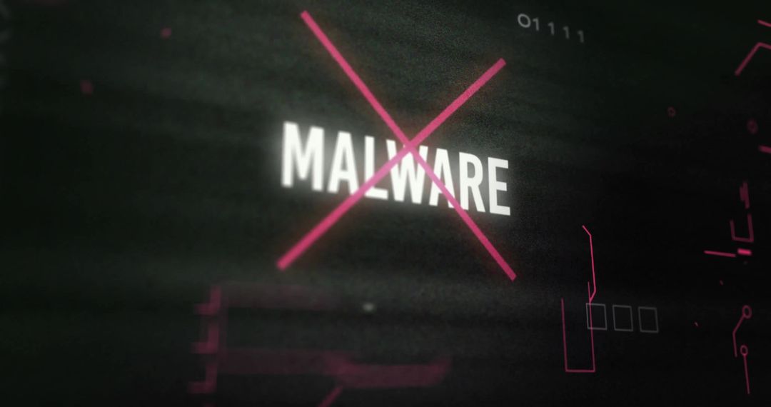 Malware Blocked Across Dark Background with Binary Code