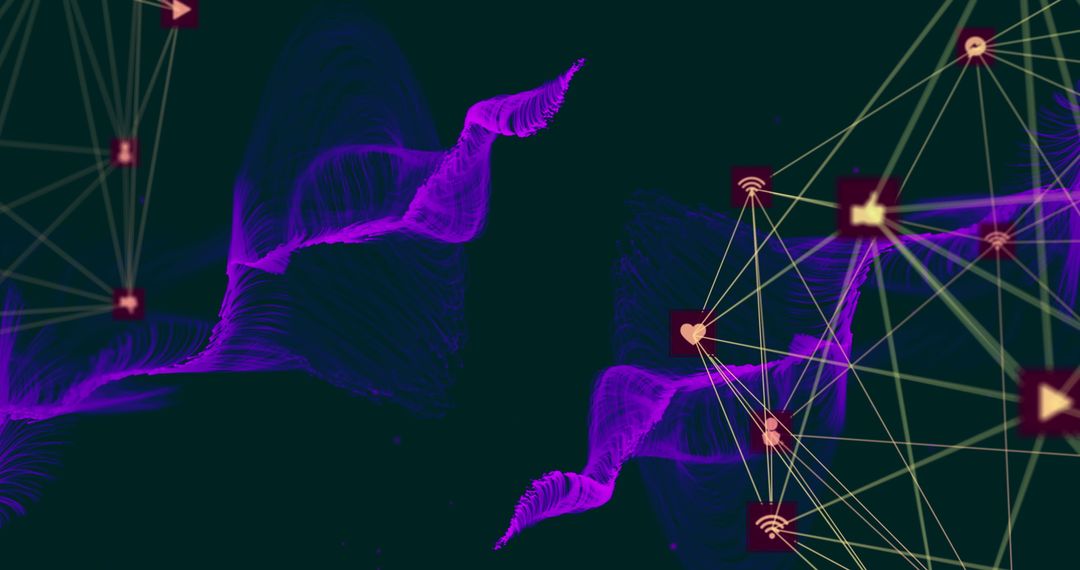 Glowing Digital Networks Connecting Simulated Globes