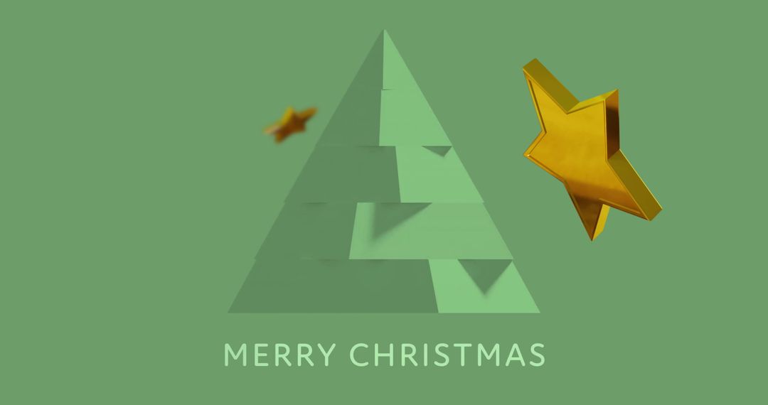 Modern Christmas Greeting Card with Abstract Trees and Stars